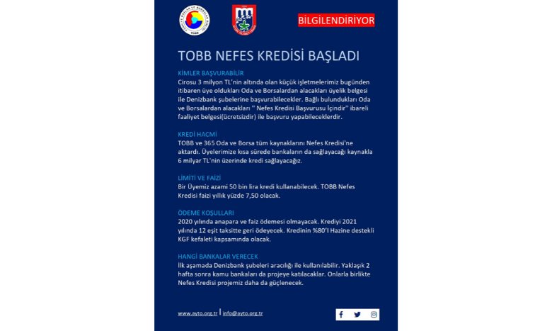 TOBB NEFES KREDİSİ BAŞLADI