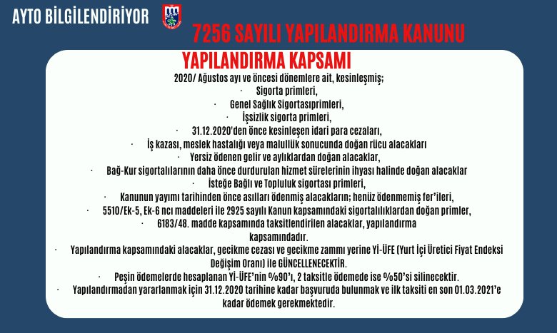 7256 Sayılı Yapılandırma Kanunu