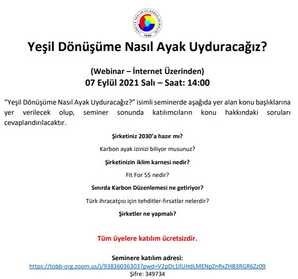 Yeşil Dönüşüme Nasıl Ayak Uyduracağız? (Online – İnternet Üzerinden)