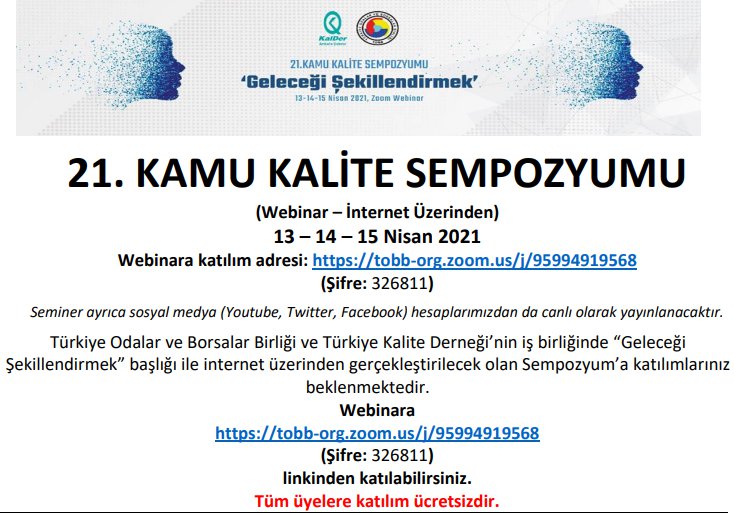 21. Kamu Kalite Sempozyumu (Webinar – İnternet Üzerinden)