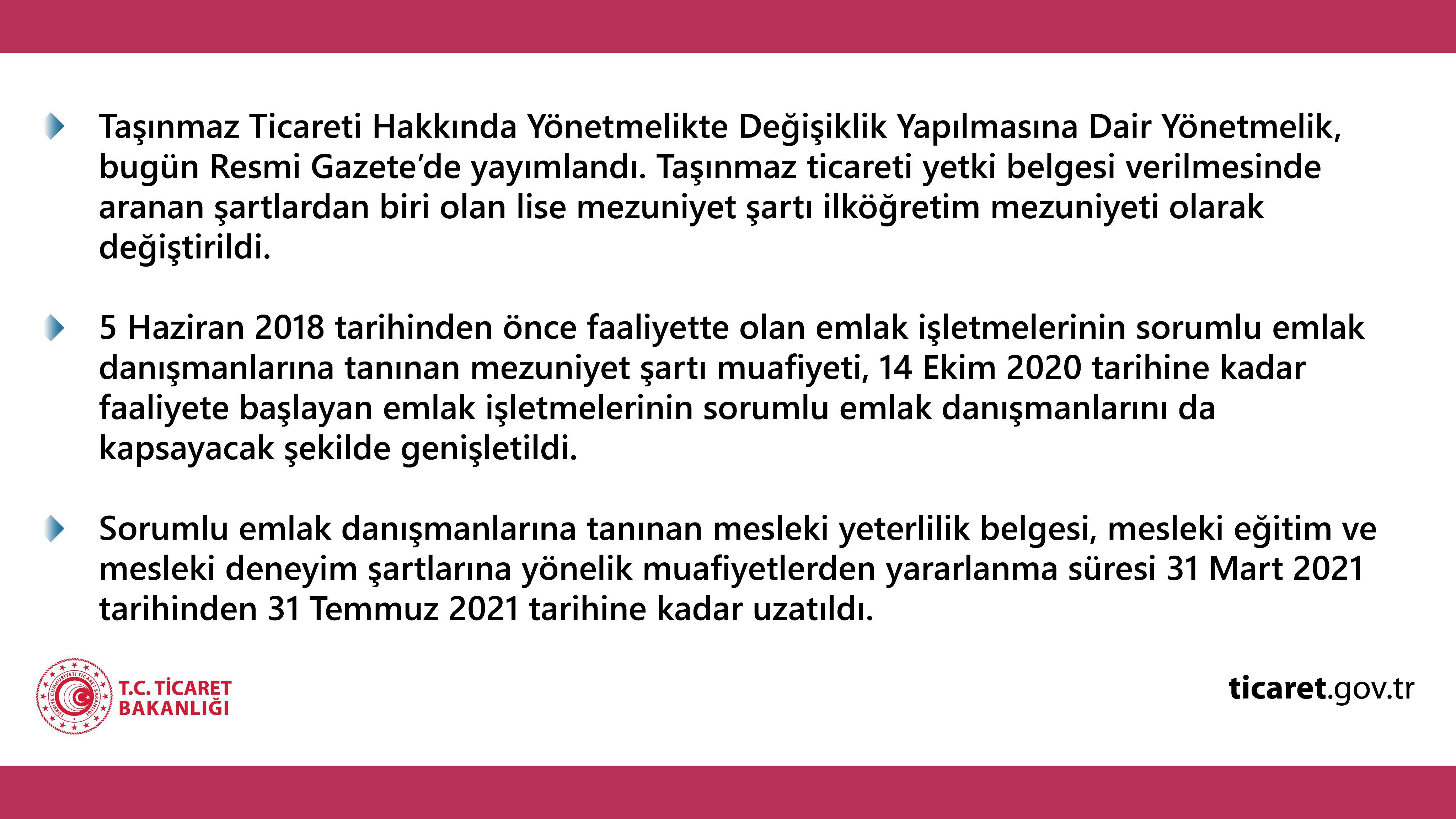 TAŞINMAZ TİCARETİ HAKKINDA YÖNETMELİKTE DEĞİŞİKLİK YAPILMASINA DAİR YÖNETMELİK