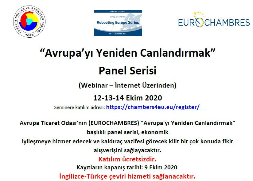 “AVRUPA’YI YENİDEN CANLANDIRMAK” PANEL SERİSİ (WEBİNAR – İNTERNET ÜZERİNDEN)