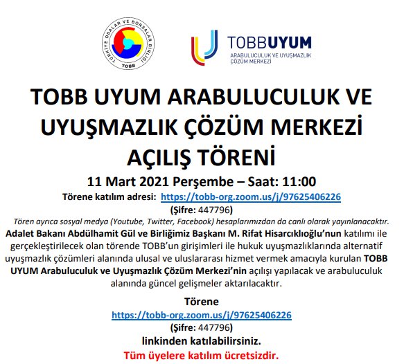 TOBB UYUM Arabuluculuk ve Uyuşmazlık Çözüm Merkezi’nin açılışı y