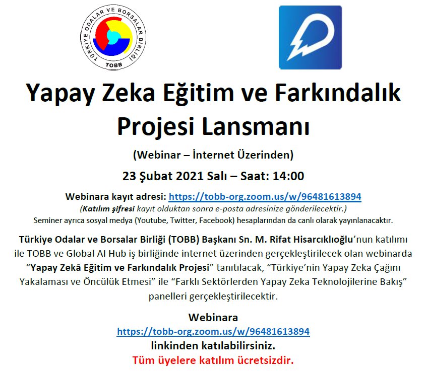 “Yapay Zekâ Eğitim ve Farkındalık Projesi” Lansmanı (Webinar – İnternet Üzerinden)