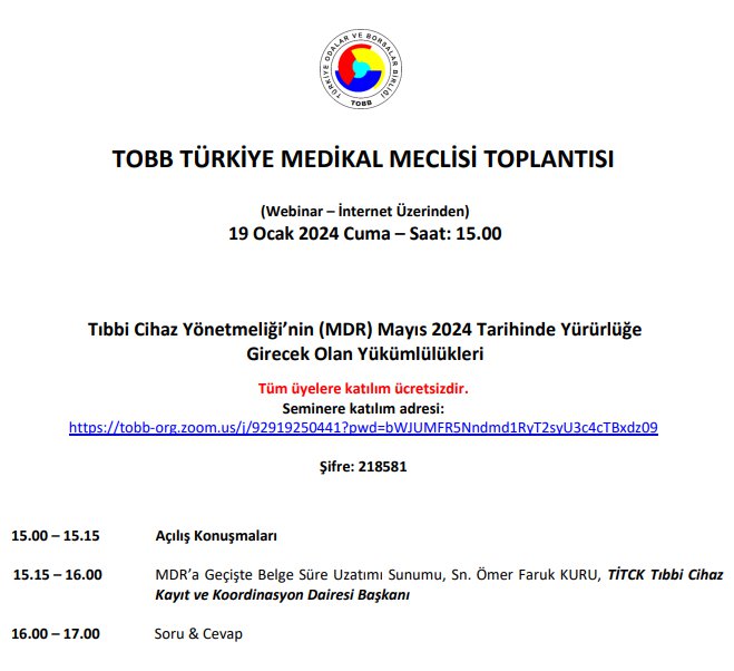 TOBB TÜRKİYE MEDİKAL MECLİSİ TOPLANTISI (WEBİNAR-İNTERNET ÜZERİNDEN)