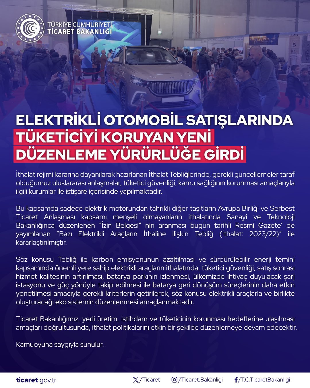 Elektrikli Otomobil Satışlarında Tüketiciyi Koruyan Yeni Düzenleme Yürürlüğe Girdi