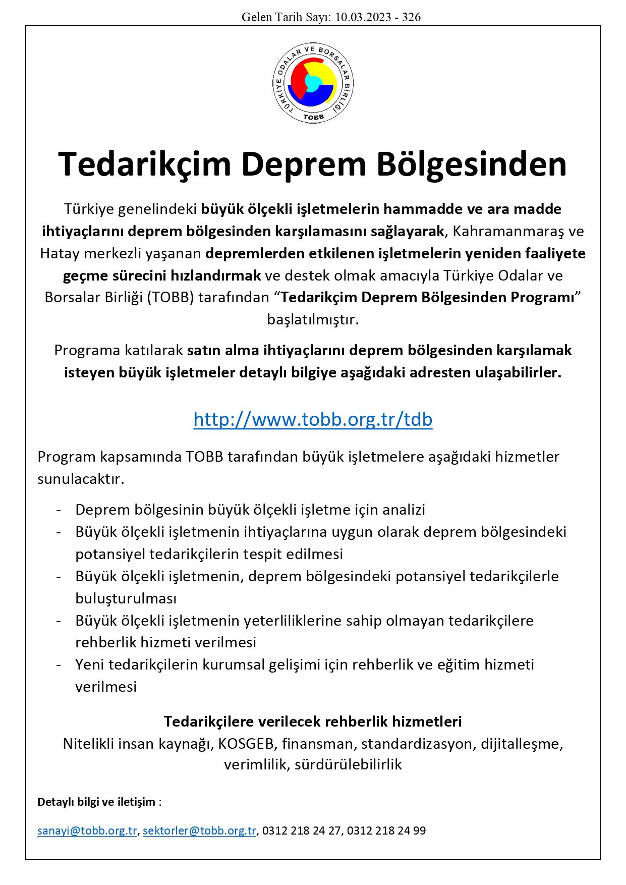 Tedarikçim Deprem Bölgesinden Programı