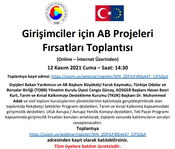 GİRİŞİMCİLER İÇİN AB PROJELERİ FIRSATLARI TOPLANTISI