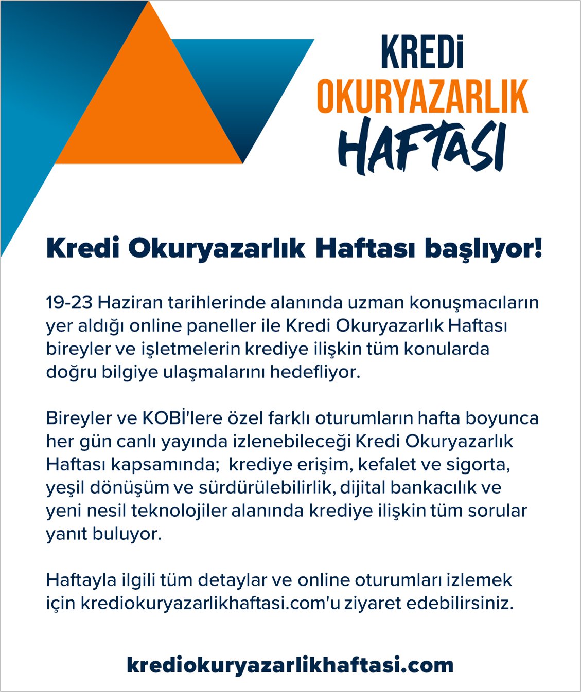 Kredi Okuryazarlık Haftası başlıyor!