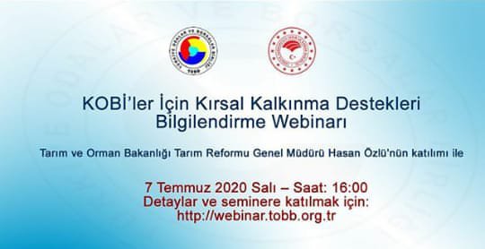 KOBİ’LER İÇİN KIRSAL KALKINMA DESTEKLERİ BİLGİLENDİRME WEBİNARI