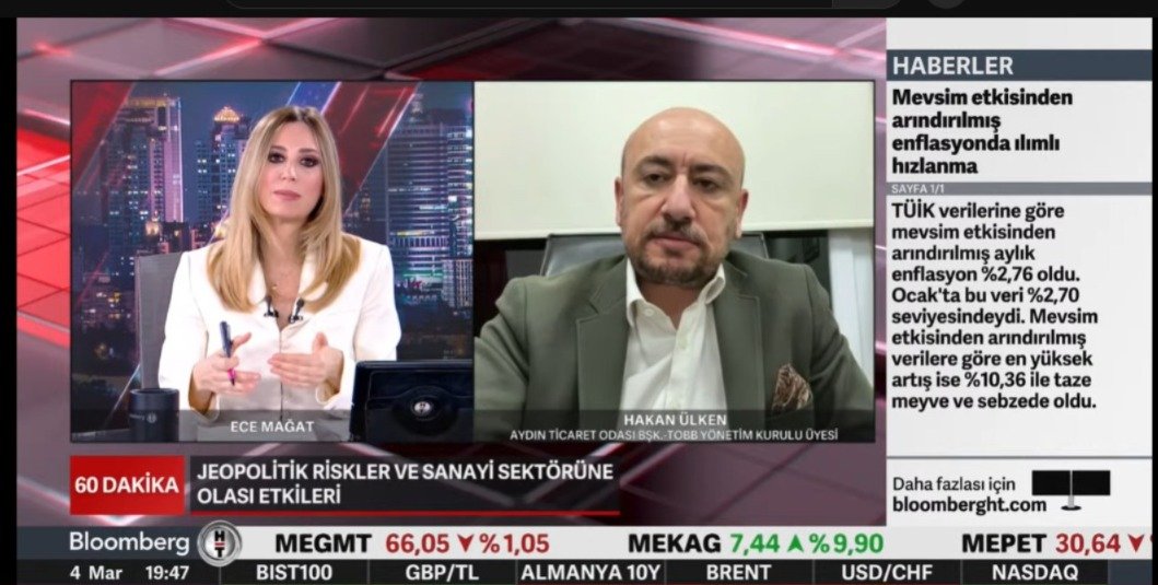Başkan Ülken, Bloomberg HT’de ekonomi gündemini değerlendirdi
