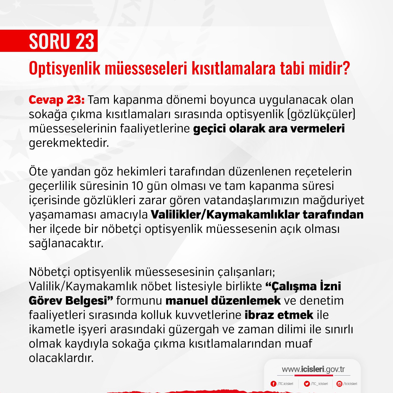 Tam Kapanma Tedbirleri İle İlgili Sıkça Sorulan Sorulara eklenen Sorular ve Yanıtları