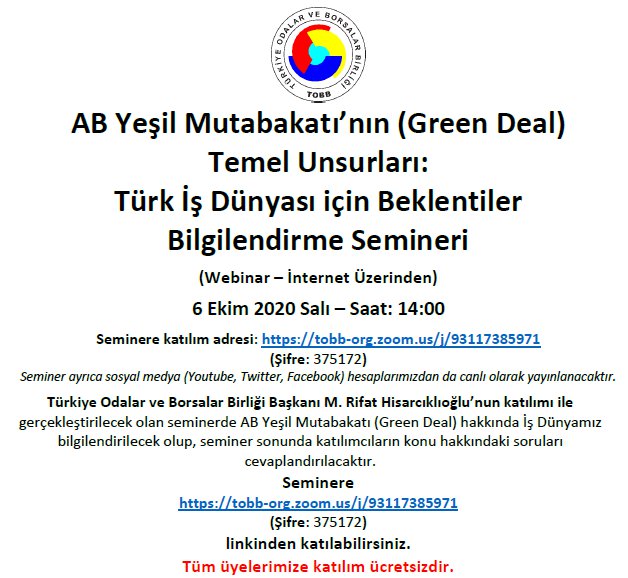 AB YEŞİL MUTABAKATI BİLGİLENDİRME SEMİNERİ