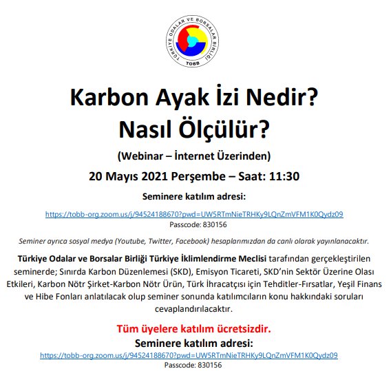 Karbon Ayak İzi Nedir? Nasıl Ölçülür? (Webinar – İnternet Üzerinden)