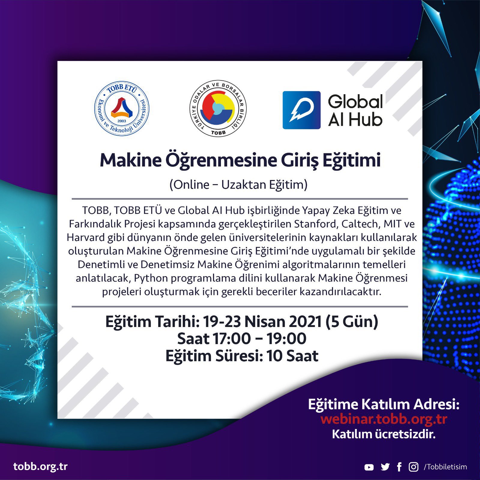 Makine Öğrenmesine Giriş Eğitimi (Online – Uzaktan Eğitim)