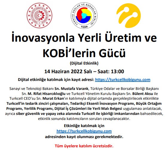 İNOVASYONLA YERLİ ÜRETİM VE KOBİ’LERİN GÜCÜ  (İNTERNET ÜZERİNDEN - WEBİNAR)